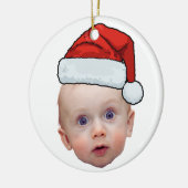 Grappig Aangepaste Gezicht Foto Santa Head Kerstmi Keramisch Ornament (Links)