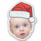 Grappig Aangepaste Gezicht Foto Santa Head Kerstmi Sticker (Voorkant)