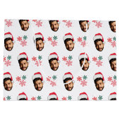 Grappig Aangepaste Gezicht Foto Santa Head Sneeuwv Groot Cadeauzakje (Achterkant)