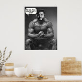 Grappig aangepaste gezicht in hole body builder fo poster (Keuken)