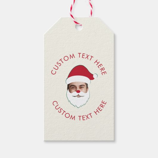 Grappig Aangepaste Gezicht Swap Kerstman Kerstteks Cadeaulabel (Voorkant)