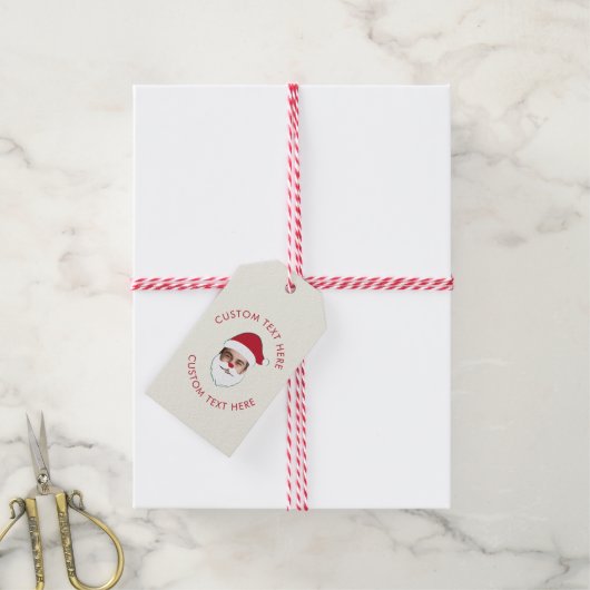 Grappig Aangepaste Gezicht Swap Kerstman Kerstteks Cadeaulabel (Met Touw)