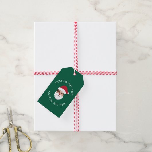 Grappig Aangepaste Gezicht Swap Kerstman Kerstteks Cadeaulabel (Met Touw)