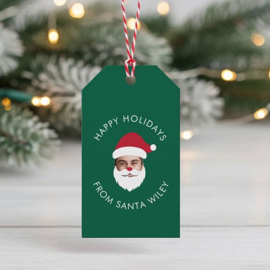 Grappig Aangepaste Gezicht Swap Kerstman Kerstteks Cadeaulabel