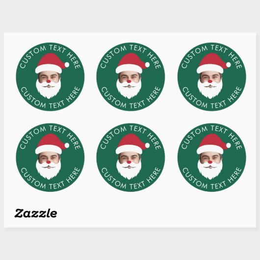 Grappig Aangepaste Gezicht Swap Kerstman Kerstteks Ronde Sticker (Vel)