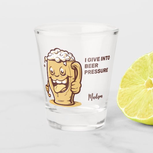 Grappig aangepaste tekst bier shot glas (Voorkant)