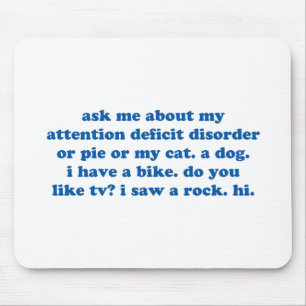 Grappig ADD ADHD-citaat - Blauwe afdrukken Muismat