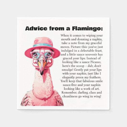 Grappig advies van een flamingo servet (Voorkant)