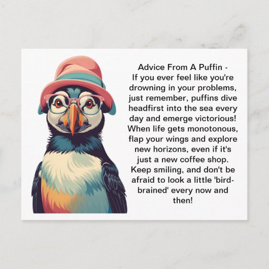 Grappig advies van een puffin briefkaart (Voorkant)