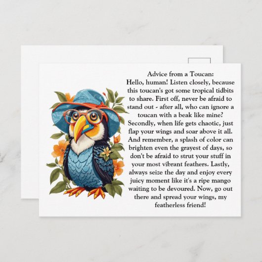 Grappig advies van een Toucan Briefkaart (Voorkant / Achterkant)