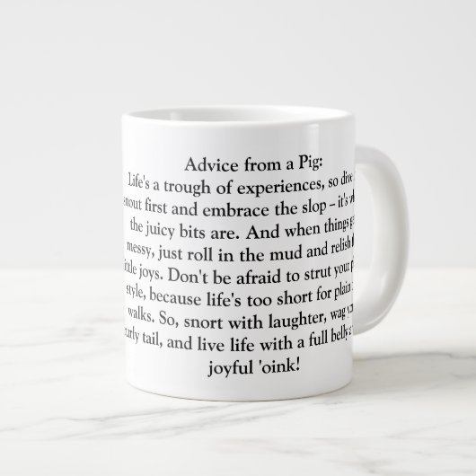 Grappig advies van een varken extra grote beker (Voorkant rechts)