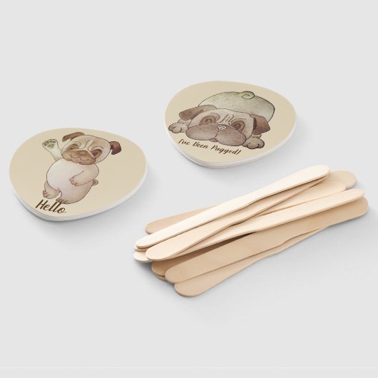 grappig afbeelding met een leuke pug met een leuke handwaaier (Niet-gemonteerd)