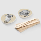 grappig afbeelding met een leuke pug met een leuke handwaaier (Niet-gemonteerd)