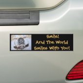 grappig afbeelding van een hond die glimlacht met  bumpersticker (Op auto)