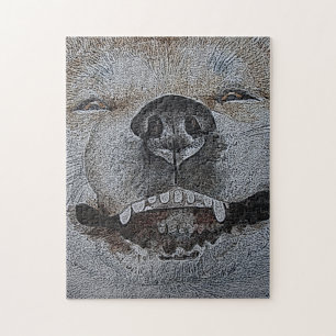 Grappig afbeelding van glimlachende hondenpuzzel legpuzzel