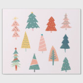 Grappig afbeelding van kerstbomen cadeaupapier (Vlak)