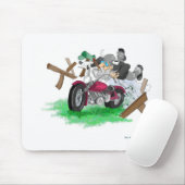 Grappig afbeelding van man op motorfietscrashen muismat (Met muis)