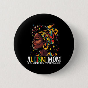 Grappig Afrikaans zwart autisme moeder Afro moeder Ronde Button 5,7 Cm