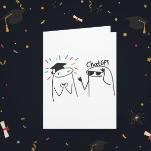 Grappig Afstudeer ChatGPT Doodle Viering Ontwerp Kaart