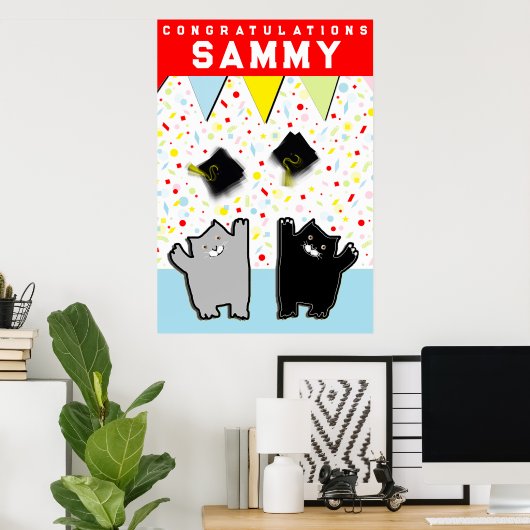 grappig afstuderen feliciteert poster (Thuiskantoor)