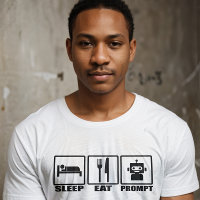 Grappig AI-aansporend T-shirt | Zwarte witte robot