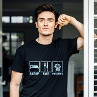 Grappig AI-aansporend T-shirt | Zwarte witte robot