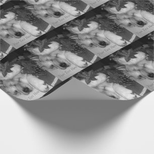 grappig akita santa hoofd draag schattige kersthon cadeaupapier