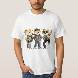 Grappig Akita-squad T-shirt Cute Honden Trio Carto