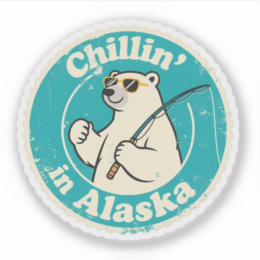 Grappig  Alaska Chillin Polar Beer Gevist Sticker (Voorkant)