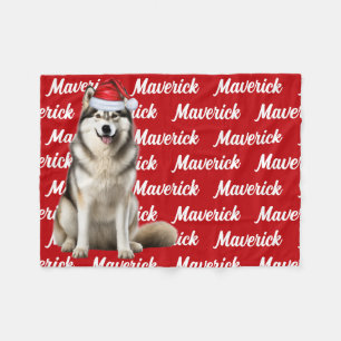 Grappig Alaskan Malamute Hondennaam Patroon Kerstm Fleece Deken