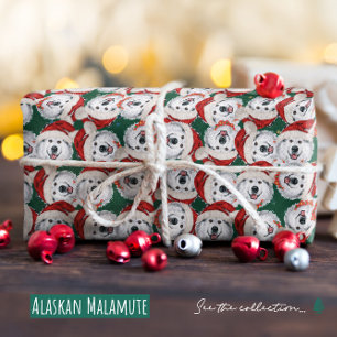 Grappig Alaskan Malamute Kerstpatroon Cadeaupapier