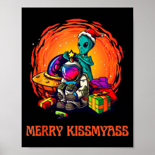 Grappig Alien Kerst T-shirt _ Zalig Kus Mijn Tank Poster