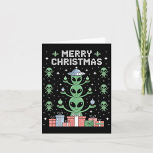 Grappig Alien Trio Merry Ugly Christmas Santa Hat Kaart
