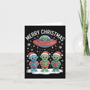 Grappig Alien Trio Merry Ugly Christmas Santa Hat Kaart