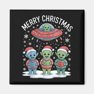Grappig Alien Trio Merry Ugly Christmas Santa Hat Magneet
