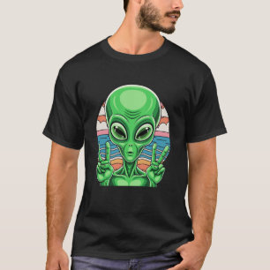 Grappig Alien Vredesteken Area 51 Ontwerp T-shirt