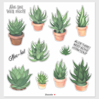Grappig Aloë Vera Puns Sticker Pack