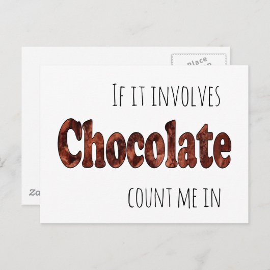 Grappig als het gaat om chocolade, tel me dan in briefkaart (Voorkant / Achterkant)