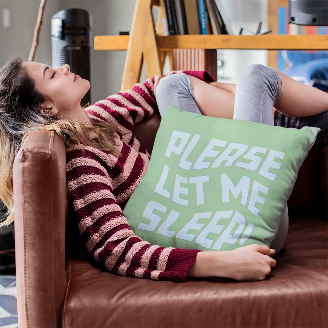 Grappig alsjeblieft laat me slapen vet tekst kunst kussen (Please Let Me Sleep Throw Pillow)