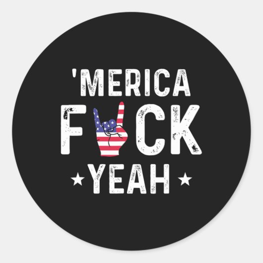 Grappig Amerika Yeah 4 juli Ronde Sticker (Voorkant)