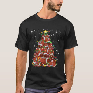 Grappig Amerikaans Football Kerstboom Lights Chri T-shirt