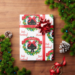 Grappig Angry Black Cat "Bah Humbug" Cadeaupapier
