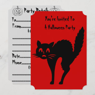 Grappig Angry Black Cat Halloween Feestuitnodiging Kaart
