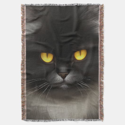 Grappig Angry Fluffy Black Perzische Kitty Cat Fac Deken (Voorkant Verticaal)