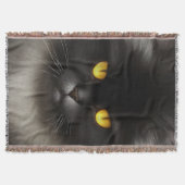 Grappig Angry Fluffy Black Perzische Kitty Cat Fac Deken (Voorkant)