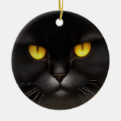 Grappig Angry Fluffy Black Perzische Kitty Cat Fac Keramisch Ornament (Voorkant)