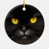 Grappig Angry Fluffy Black Perzische Kitty Cat Fac Keramisch Ornament (Achterkant)