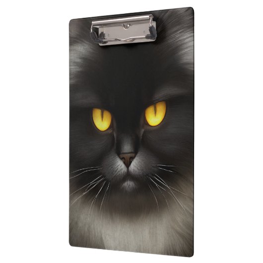 Grappig Angry Fluffy Black Perzische Kitty Cat Fac Klembord (Links)