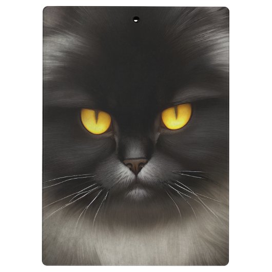 Grappig Angry Fluffy Black Perzische Kitty Cat Fac Klembord (Achterkant)