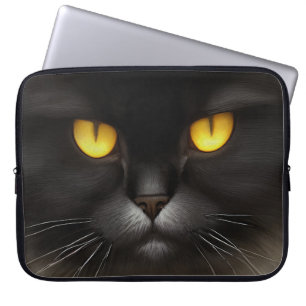 Grappig Angry Fluffy Black Perzische Kitty Cat Fac Laptop Sleeve